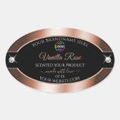 Elegantie Zwart Glanzend Roze Gouden Logo Productl Ovale Sticker (Voorkant)