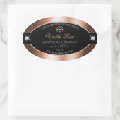 Elegantie Zwart Glanzend Roze Gouden Logo Productl Ovale Sticker (Tas)