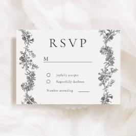  Elegantie: Zwart-wit Classic Wedding RSVP Kaartje