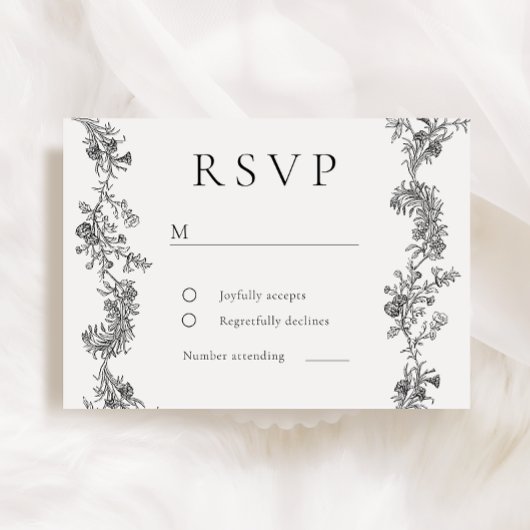  Elegantie: Zwart-wit Classic Wedding RSVP Kaartje