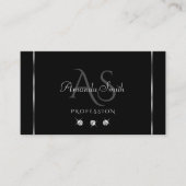 Elegantie Zwart-wit Glanzende Diamanten Initialen Visitekaartje (Voorkant)