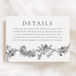  Elegantie: Zwart & Wit Trouwdetails Informatiekaartje