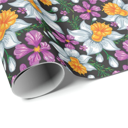 Elegantiepatroon met narcosememblastrijen 2 cadeaupapier (Rol Hoek)