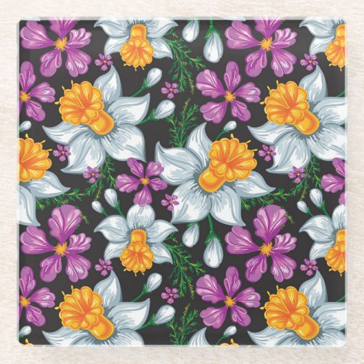 Elegantiepatroon met narcosememblastrijen 2 glazen onderzetter (Voorkant)