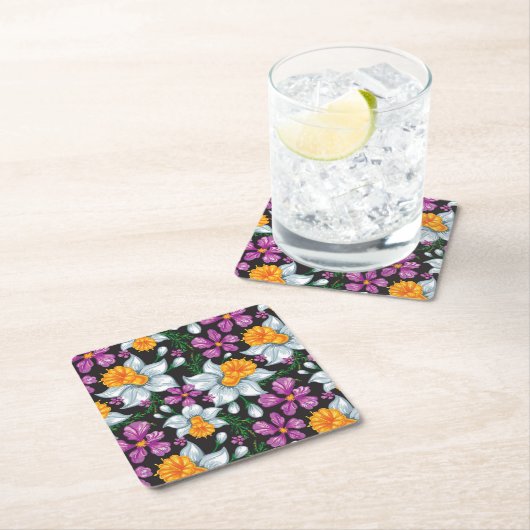 Elegantiepatroon met narcosememblastrijen 2 kartonnen onderzetters (Insitu)