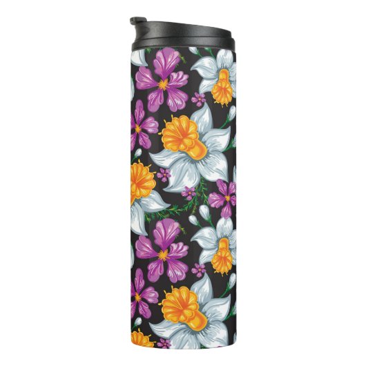 Elegantiepatroon met narcosememblastrijen 2 thermosbeker (Geroteerd rechts)