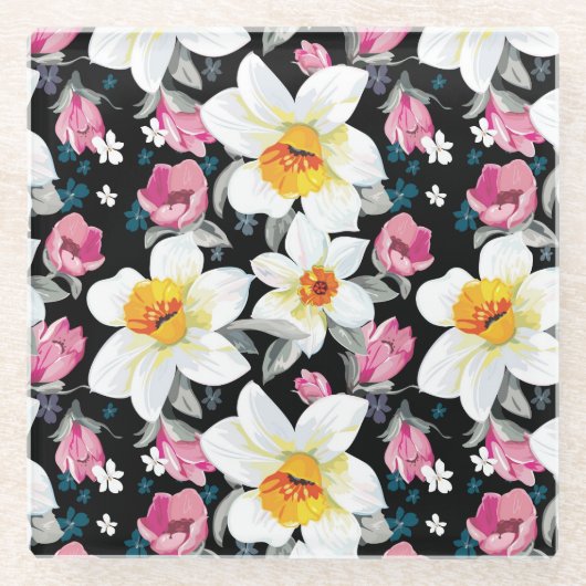 Elegantiepatroon met narcosemiddelen glazen onderzetter (Voorkant)