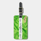 Elegant'Lime Green Silk Effect Wedding Bagagelabel (Voorkant verticaal)