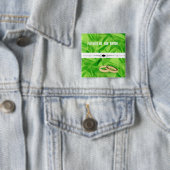 Elegant'Lime Green Silk Effect Wedding Vierkante Button 5,1 Cm (In situ)