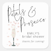 ElegantScript Petals Prosecco Vrijgezellenfeest Be Vierkante Sticker (Voorkant)