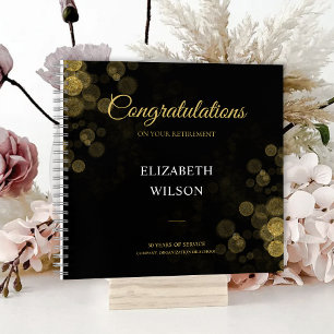 ElegantScript Retirement Party Gold Confetti Guest Notitieboek