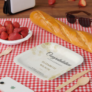 ElegantScript Retirement Party Gold Confetti Guest Papieren Bordje