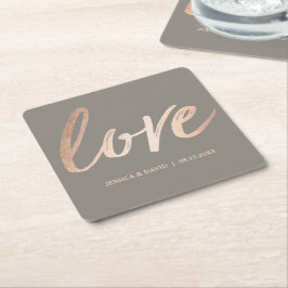 Elegantt Script Faux Foil Roos Gold Love Kartonnen Onderzetters