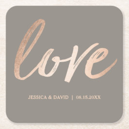 Elegantt Script Faux Foil Roos Gold Love Kartonnen Onderzetters