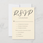 Eleganty Ivoor Minimalistische Bruiloft Maaltijd K RSVP Kaartje (Voorkant)