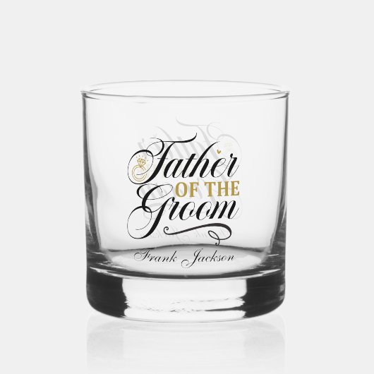 Elegany Vader van de bruidegom naam toevoegen Brui Whisky Glas (Achterkant)