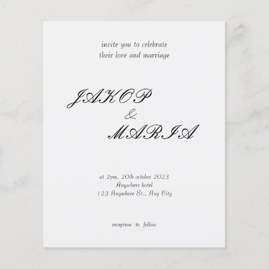 Elegat zwart-wit bruiloft uitnodiging flyer (Voorkant)