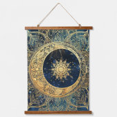 Elegeant Waterverf Blauw Goud Mandala Sun Nebula Hangend Wandkleed (Voorkant)
