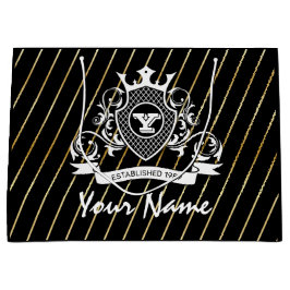 Elegenat White Monagram Fashioned Gift Bag Groot Cadeauzakje