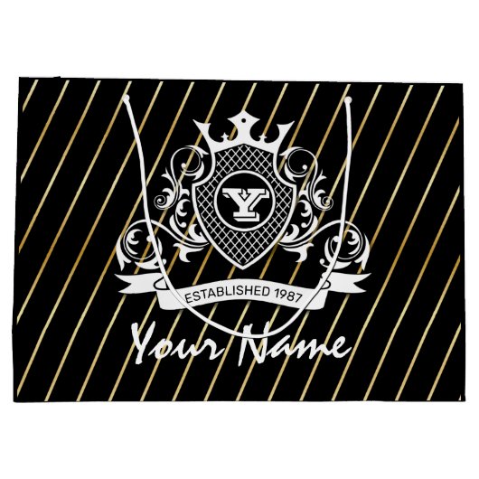 Elegenat White Monagram Fashioned Gift Bag Groot Cadeauzakje (Achterkant)