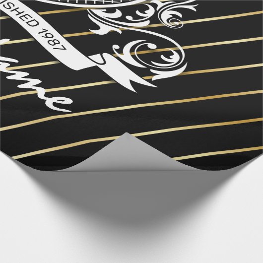 Elegenat White Monagram Fashioned wrapted wrappape Cadeaupapier (Hoek)