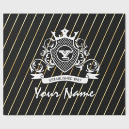 Elegenat White Monagram Fashioned wrapted wrappape Cadeaupapier