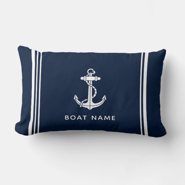 Elegent anker en naam voor boot kussen (Voorkant)