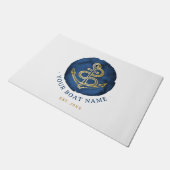 Elegent Anker Waterverf Naam Navyblauw Deurmat (Schuin)