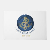 Elegent Anker Waterverf Naam Navyblauw Deurmat (Voorkant)