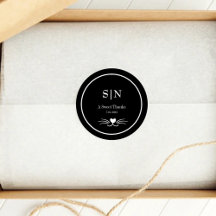 Elegent Black cat bruiloft Initiaal