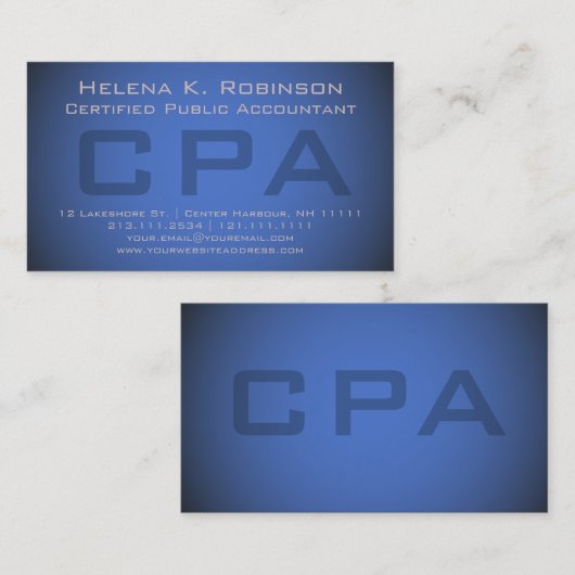 Elegent Blue Accountant CPA Financial Advisor Visitekaartje (Voorkant / Achterkant)