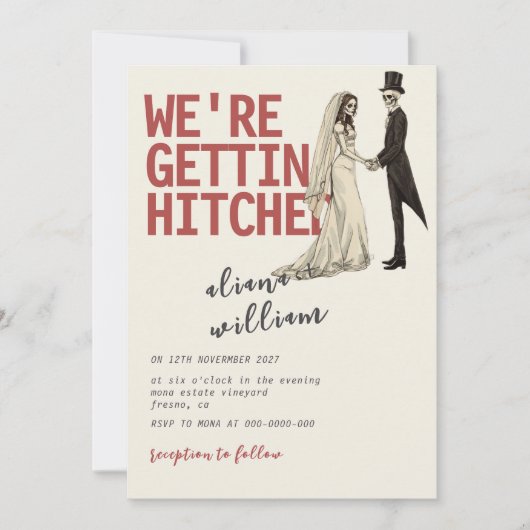 Elegent Bold Halloween Gothic Wedding Invitation Kaart (Voorkant)