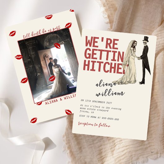 Elegent Bold Halloween Gothic Wedding Invitation Kaart