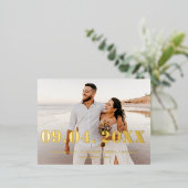 Elegent & Chic Bold Letter Wedding Sla de datum op Folie Uitnodiging Briefkaart (Staand Voorkant)