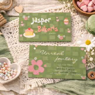 Elegent Chic Green Daisy Cute Bakery Visitekaartje
