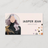 Elegent Chic Paarse Lange Haar Meisje Haarstylist Visitekaartje (Voorkant)