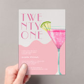 Elegent Chic Pink Cocktail 21e verjaardag Acryl Uitnodigingen (Insitu (Draagbaar))