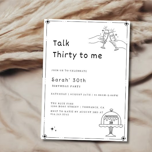Elegent eenvoudige talk 30 to me 30e verjaardagsfe kaart