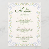 Elegent Floral Bow Border Minimal  Menu (Voorkant)