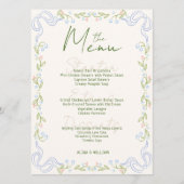 Elegent Floral Bow Border Minimal  Menu (Voorkant)