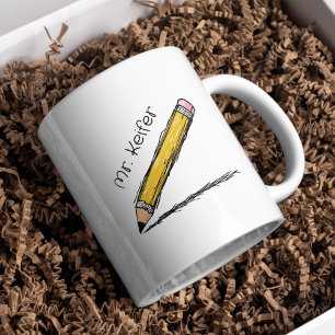 Elegent Geïllustreerde Potlood Gepersonaliseerde L Koffiemok