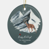 Elegent Kerstmis Winter Mountain Scene Foto Keramisch Ornament (Links)