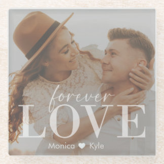 Elegent Modern Forever Love Paar Foto Onderzetter Glazen Onderzetter