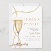 Elegent Parels & Prosecco Vrijgezellenfeest Kaart (Voorkant)