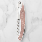 Elegent Pink Glitter Monogram Bridesmaid Kurkentrekker (Voorkant)