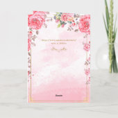 Elegent Pink Rose Cute Golden Kitten Birthday Kaart (Achterkant)