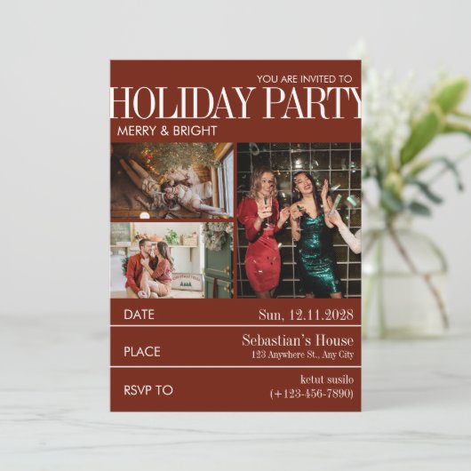 Elegent Red Magazine Hoesje Kerstfeest Feestdagenkaart (Staand voorkant)