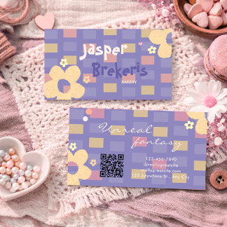 Elegent Retro Chic Purple Daisy Cute  Visitekaartje