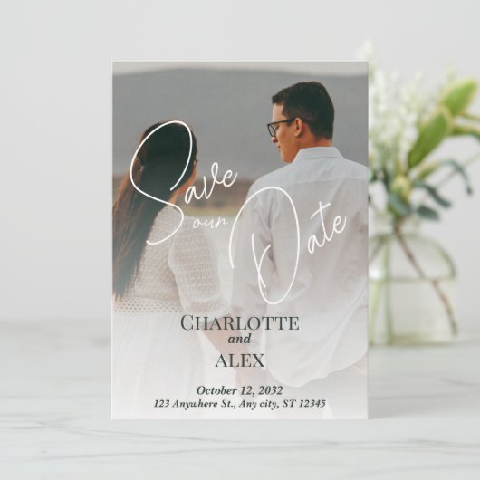 Elegent Save the Date Announcement Bedankkaart (Staand voorkant)