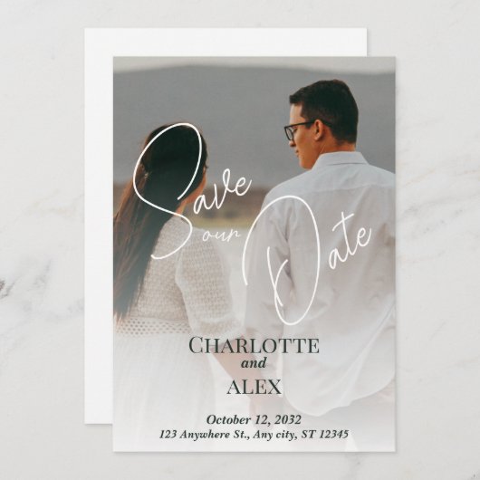 Elegent Save the Date Announcement Bedankkaart (Voorkant / Achterkant)